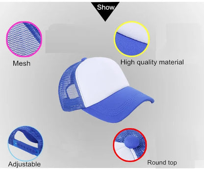 50 Color Unisex SummerTrucker Hat For Adult Net Baseball Cap Men Women Polyester Blank Mesh Adjustable Sun Hat Visor