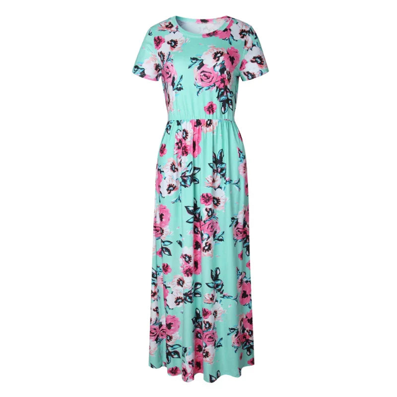 Women Summer Floral Print Maxi  2025 Loose White Boho Beach Dress Women Vintage Evening Party Long Dress Vestidos Female Robe
