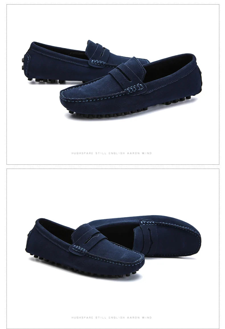 Large Size 49 Men Loafers Soft Moccasins High Quality Spring Autumn Genuine Leather Shoes Men Warm Flats Driving Shoes