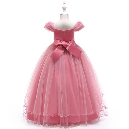 4-14 Years Kids Bridesmaid Dress For Girls Long Lace Wedding Prom Gown Flower Girl Party Dresses Children Formal Evening Clothes