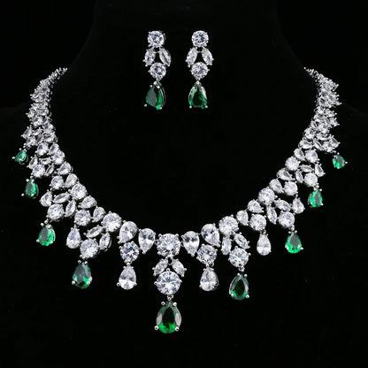 Jewelry Set For Woman Long Necklace Pendant Crystal Earrings Wedding Beads Fashion Jewelry Gift