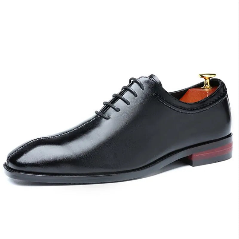 Men Leather Dress Business Office Derby Shoes Mens Wedding Party Oxfords Shoes Men's Fashion Square Toe Lace-Up Flats