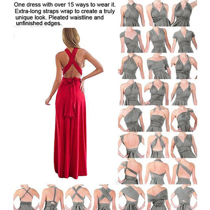 Women Multiway Wrap Convertible Boho Maxi Club Red Dress Bandage Long Dress Party Bridesmaids Infinity Robe Longue Femme