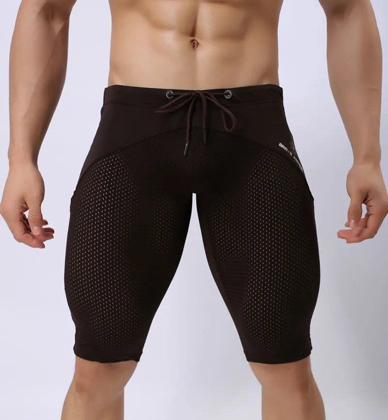 Summer Style Shorts Breathable Mesh Men Tight Beach Shorts Men Multifunction Knee Length Board Shorts Beach Wear