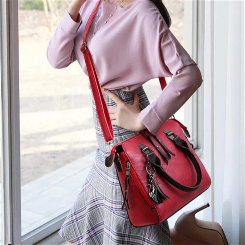 Bolsa Com Tassel Composto Feminina Bolsa De Couro De Luxo Bolsas De Marcas Famosas Designer Bolsa De Ombro Feminina Com Alça Superior 4 Peças/Conjunto