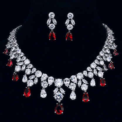 Jewelry Set For Woman Long Necklace Pendant Crystal Earrings Wedding Beads Fashion Jewelry Gift
