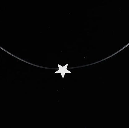 2019 Female New Heart Star Necklace Meteorite Pendant Transparent Fishing Line Invisible Women Zircon Pendants Necklace Jewelry