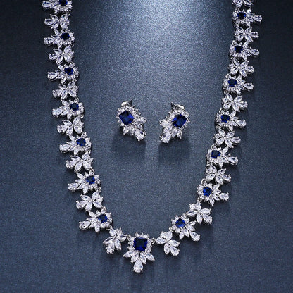 Women AAA Zircon Little Square Clear CZ Bridal Set for Luxury Wedding Choker Necklace Jewelry Sets