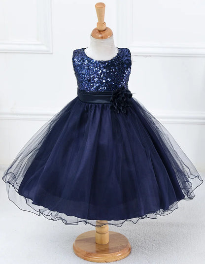 Baby Children Girl Dress NEW Kids Ceremonies Party Summer Princess Wedding Party dress sequins Sleeveless For Girls Clothes