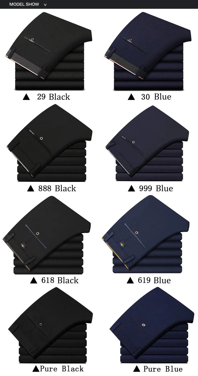 Men's Spring Autumn New Fashion Business Casual Long Pants Suit Pants Male Elastic Straight Formal Trousers Plus Big Size 28-40