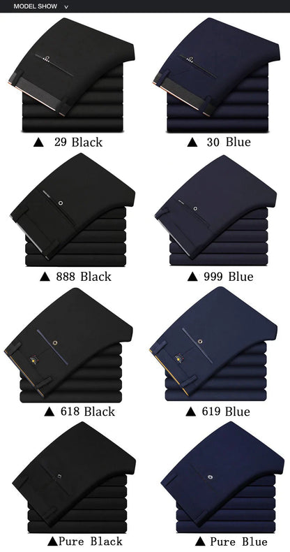 Men's Spring Autumn New Fashion Business Casual Long Pants Suit Pants Male Elastic Straight Formal Trousers Plus Big Size 28-40