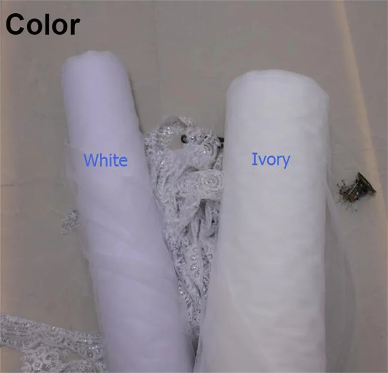 Customized Eyelash Lace Mantilla Veil, 3m*3m Long Bridal Veil with Chantilly Eyelash Lace, Ivory Wedding Veil with Hidden Comb