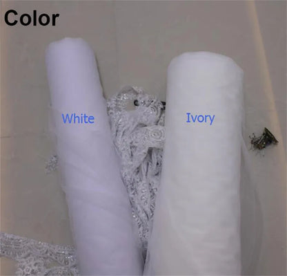 Customized Eyelash Lace Mantilla Veil, 3m*3m Long Bridal Veil with Chantilly Eyelash Lace, Ivory Wedding Veil with Hidden Comb