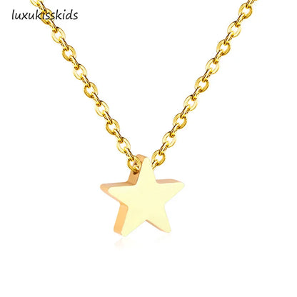 Heart Star Moon Pendant Necklaces Tiny Charms Stainless Steel Choker Women/Girls Y2K Sweater Boho Jewelry Collares
