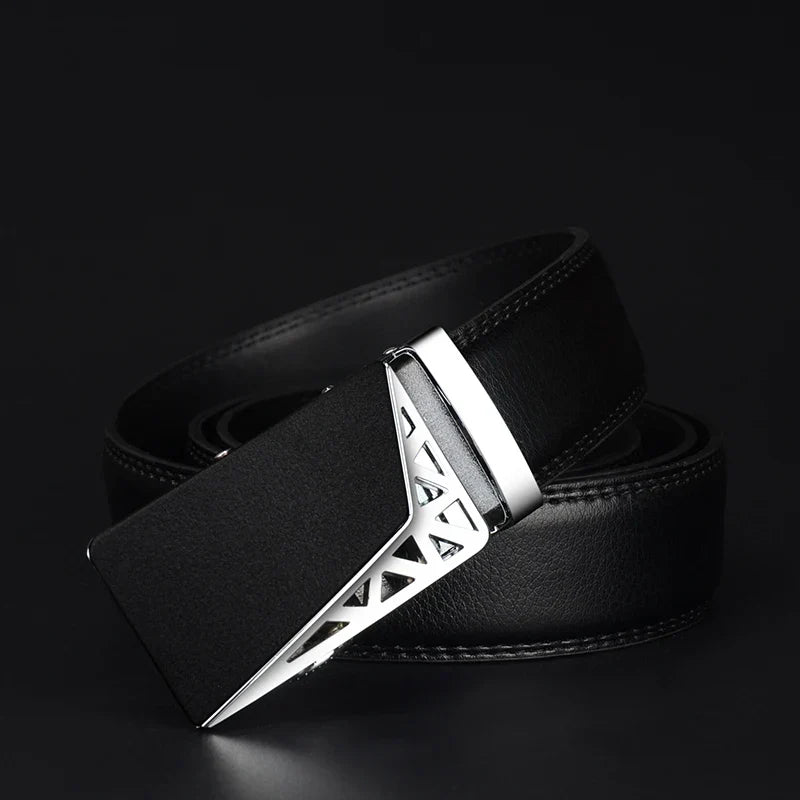 Genuine Leather belts for men Automatic Ratchet Buckle Fashion casual Leather belts Waist 30-44 BROWN BLACK CZ052