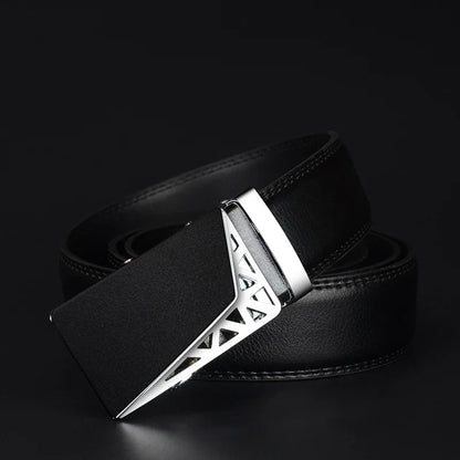 Genuine Leather belts for men Automatic Ratchet Buckle Fashion casual Leather belts Waist 30-44 BROWN BLACK CZ052