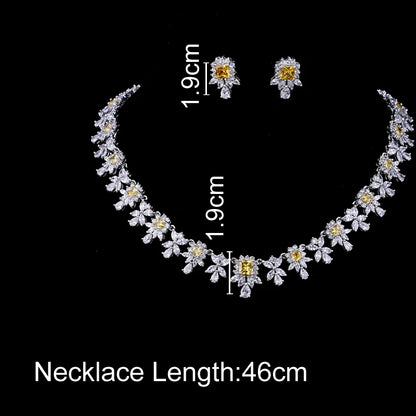 Women AAA Zircon Little Square Clear CZ Bridal Set for Luxury Wedding Choker Necklace Jewelry Sets