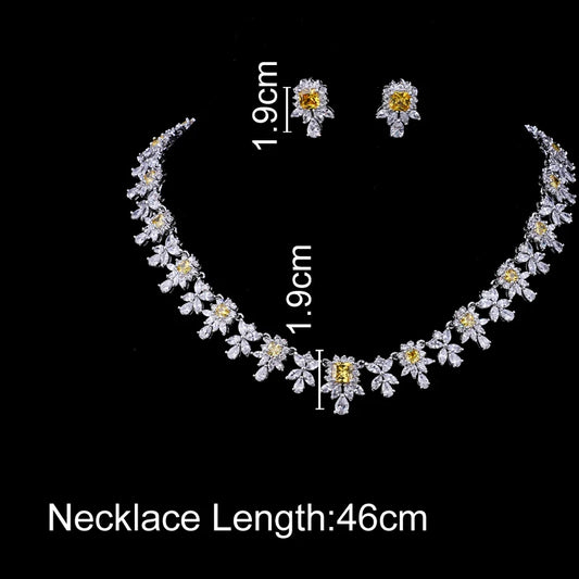 Women AAA Zircon Little Square Clear CZ Bridal Set for Luxury Wedding Choker Necklace Jewelry Sets