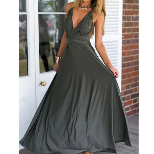 Women Multiway Wrap Convertible Boho Maxi Club Red Dress Bandage Long Dress Party Bridesmaids Infinity Robe Longue Femme