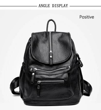 Women High Quality Leather Backpacks Vintage Female Shoulder Bag Sac a Dos Travel Ladies Bagpack Mochilas School Bags For Girls