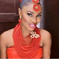 African Wedding Coral Beaded Fine Jewelry Set For Women High Quality 2023