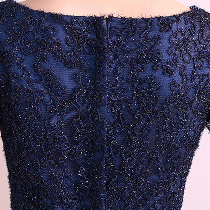 New 2025 Long Formal Evening Dresses Elegant Lace Satin Navy Blue Vestidos Para Mujer Women Party Gown