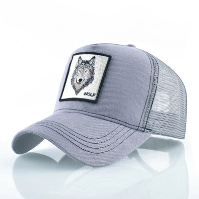 Trucker Cap Men's Breathable Mesh Baseball Caps For Women Outdoor Casual Baseball Hat With Wolf Embroidery Patch