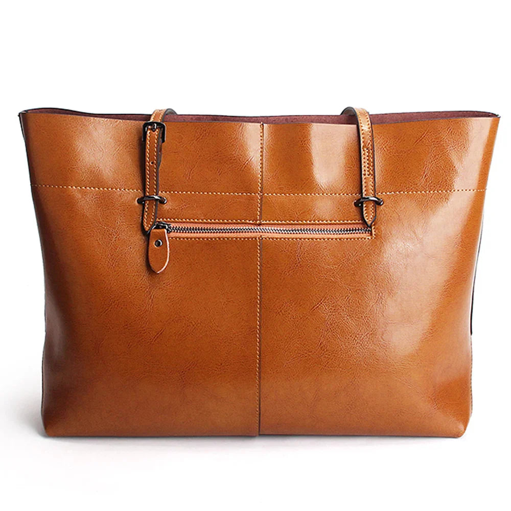 Brown Women Handbag 100% Genuine Leather Female Shoulder Purse Ladies Black Tote Bag Large Capacity Shopping Bags