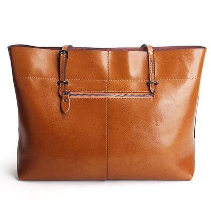 Brown Women Handbag 100% Genuine Leather Female Shoulder Purse Ladies Black Tote Bag Large Capacity Shopping Bags