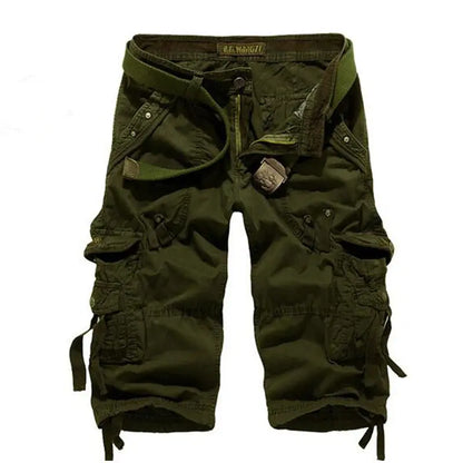New Summer Casual Shorts Mens Straight Solid Sports Shorts Men Joggers Cargo Shorts Fashion Cotton Knee Length Sweatpants Man