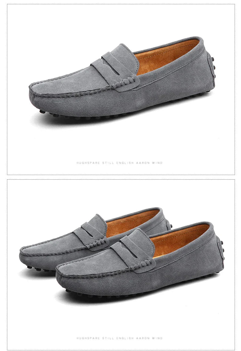 Large Size 49 Men Loafers Soft Moccasins High Quality Spring Autumn Genuine Leather Shoes Men Warm Flats Driving Shoes
