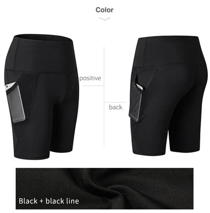 2023 Summer Gym Shorts Women High Waist Compression Quick Dry Yoga Shorts femme Fitness Running Push Up Shorts Pockets Design
