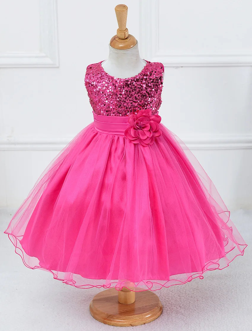 Baby Children Girl Dress NEW Kids Ceremonies Party Summer Princess Wedding Party dress sequins Sleeveless For Girls Clothes