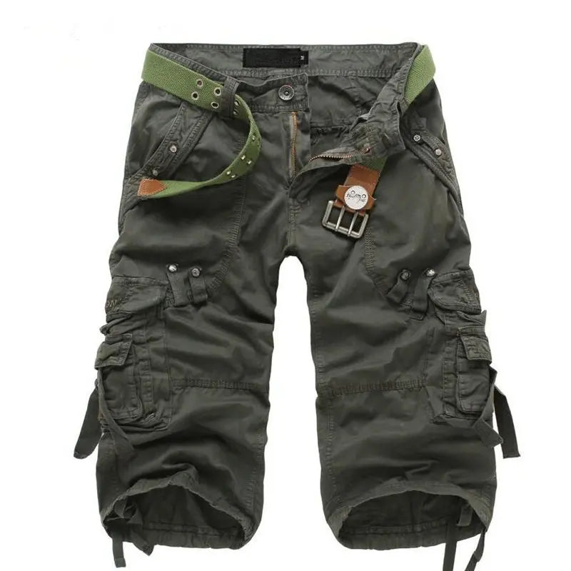 New Summer Casual Shorts Mens Straight Solid Sports Shorts Men Joggers Cargo Shorts Fashion Cotton Knee Length Sweatpants Man