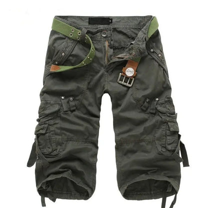 New Summer Casual Shorts Mens Straight Solid Sports Shorts Men Joggers Cargo Shorts Fashion Cotton Knee Length Sweatpants Man
