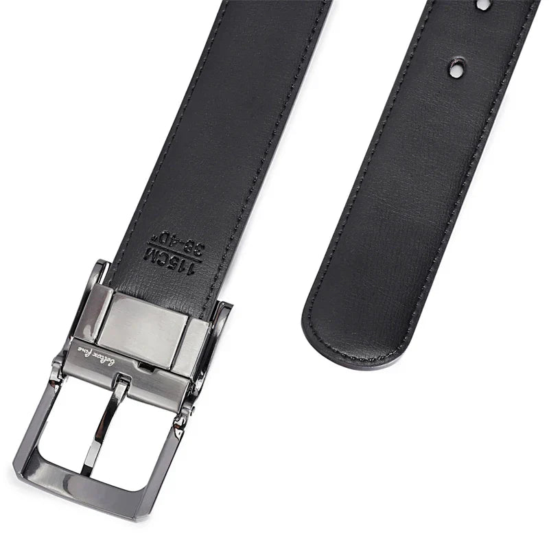 1Pcs Men's Genuine Leather Reversible Belt Rotated Buckle Two In One Big And Tall
