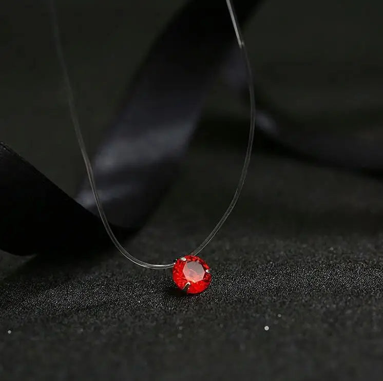 2019 Female New Heart Star Necklace Meteorite Pendant Transparent Fishing Line Invisible Women Zircon Pendants Necklace Jewelry