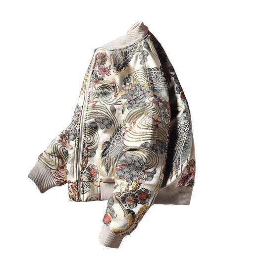 Embroidered Jacket 2025 New Fashion Stand Collar Jacket Boutique plus Size Men's Hip Hop casual Men's Jacket 5X Bohemian style
