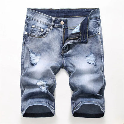 Summer Denim Shorts Men Fahsion Hole Jean Shorts Bermuda Skate Board Harem Mens Jogger Ankle Ripped Wave Knee Length Plus Size