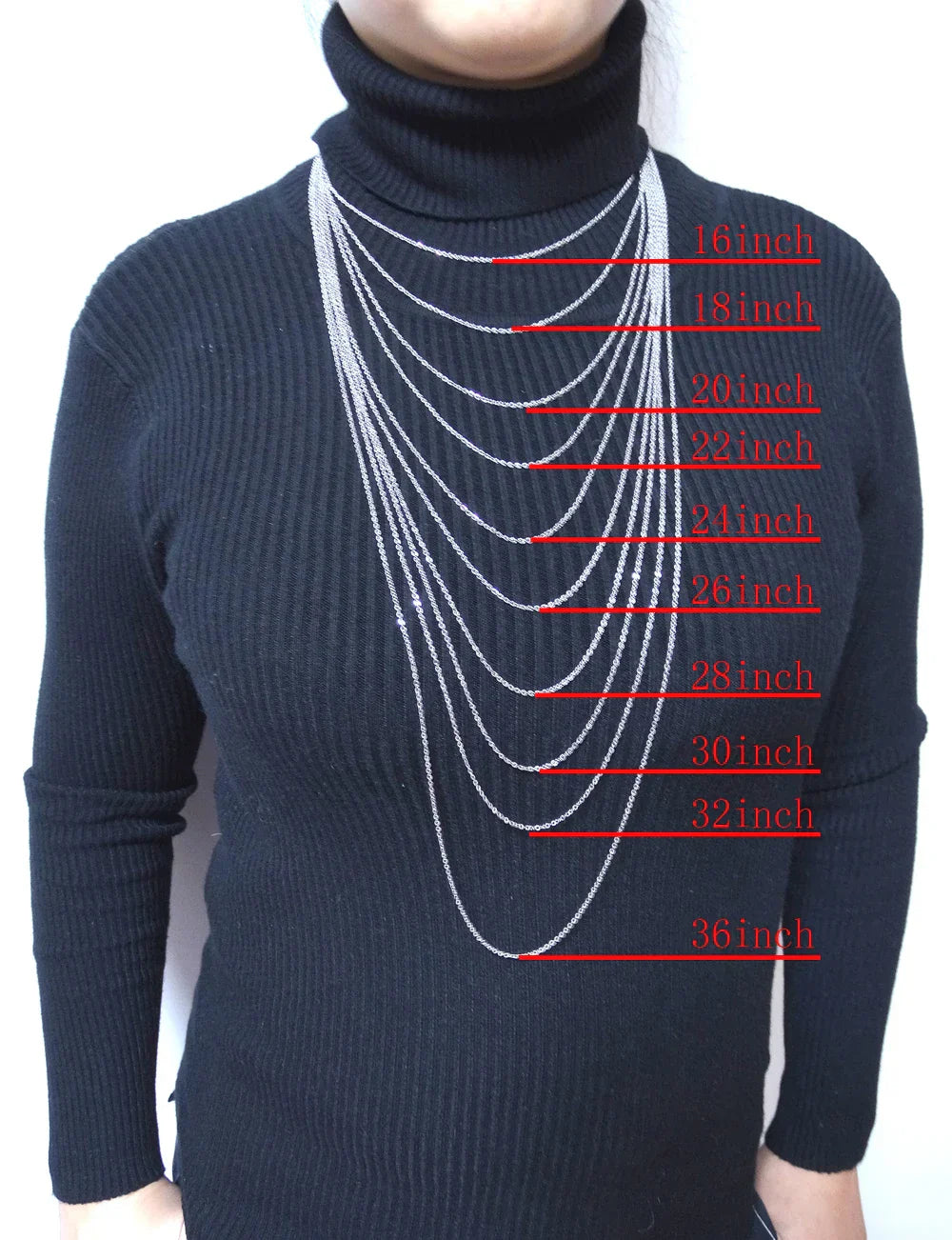 Men Women Jewerly 1mm 16" 18" 20" 22" 24" Inches Links Chain Fashion Necklace Stainless Steel Necklace Classic Pop Rolo Chains