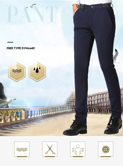 Men's Summer Fashion Business Casual Long Pants Suit Pants Male Elastic Straight Formal Brand Trousers Plus Big Size 28-40