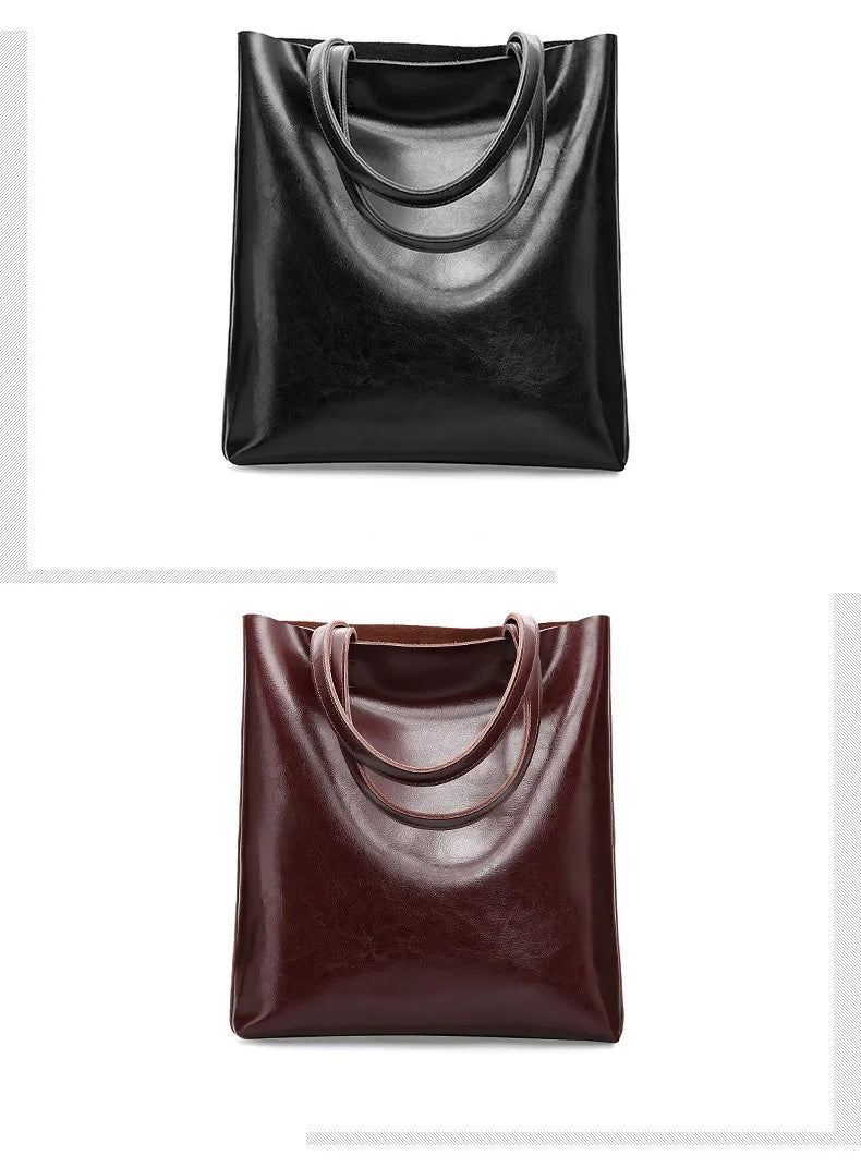 Cow Leather Bag Ladies Genuine Leather Handbags Big Women Bag Large Vintage Female 2023 Office Hand Shoulder Bags For Women Tote