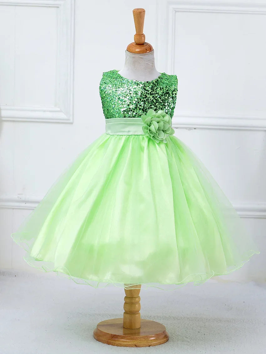 Baby Children Girl Dress NEW Kids Ceremonies Party Summer Princess Wedding Party dress sequins Sleeveless For Girls Clothes