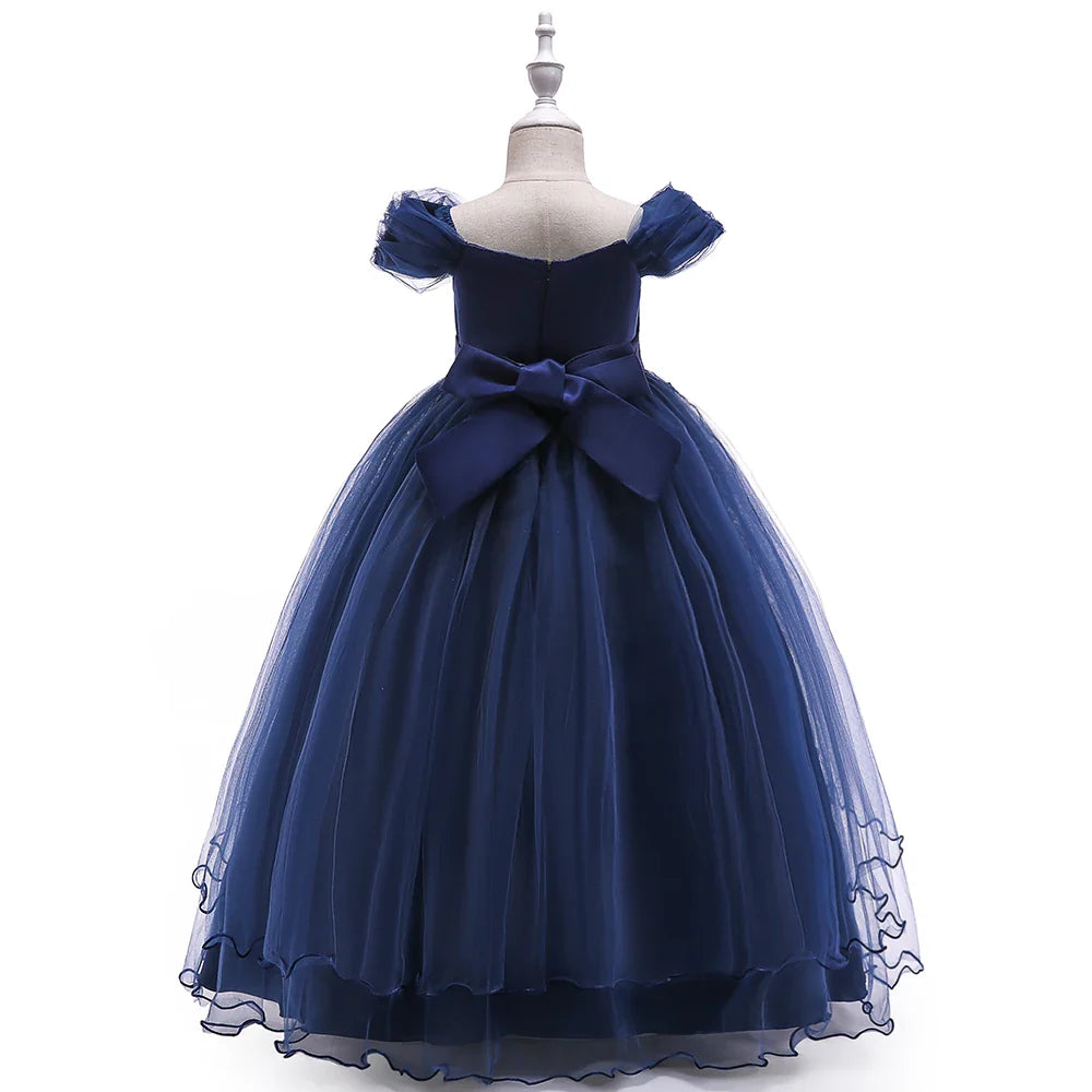 4-14 Years Kids Bridesmaid Dress For Girls Long Lace Wedding Prom Gown Flower Girl Party Dresses Children Formal Evening Clothes