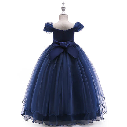 4-14 Years Kids Bridesmaid Dress For Girls Long Lace Wedding Prom Gown Flower Girl Party Dresses Children Formal Evening Clothes