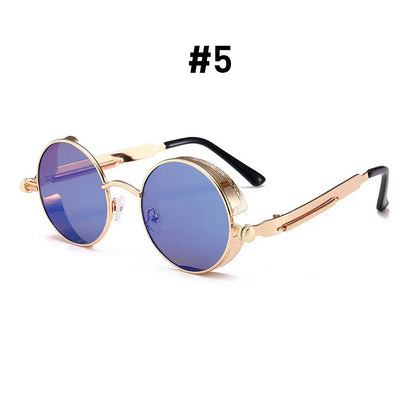 Vintage Steampunk Red Sunglasses Men Round Punk Alloy Metal Retro Sun Glasses Women 2026 Goggles Gothic Style Shades