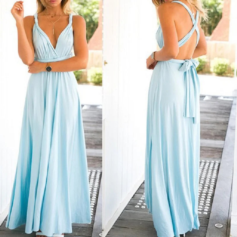 Women Multiway Wrap Convertible Boho Maxi Club Red Dress Bandage Long Dress Party Bridesmaids Infinity Robe Longue Femme