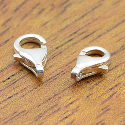 2pcs Real Pure Solid 925 Sterling Silver Lobster Spring Clasps with Ring Hook Claw Buckle Connector Jewelry Making Findings