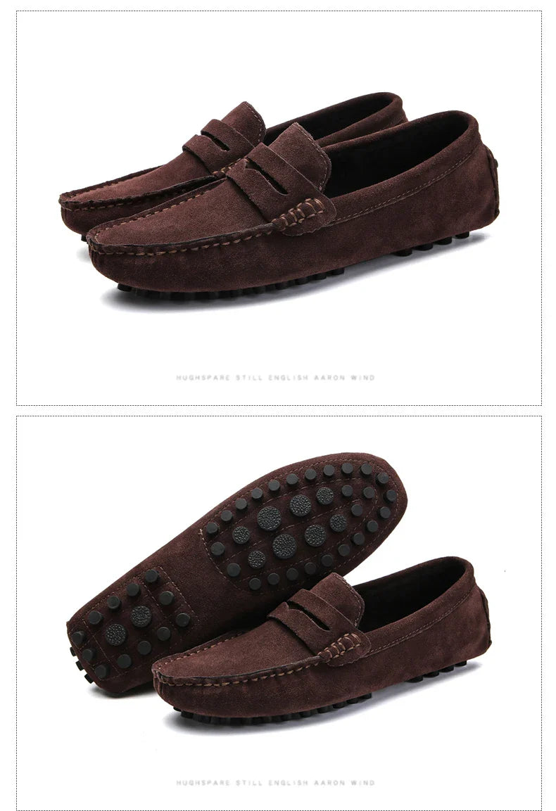 Large Size 49 Men Loafers Soft Moccasins High Quality Spring Autumn Genuine Leather Shoes Men Warm Flats Driving Shoes