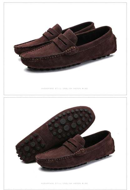 Large Size 49 Men Loafers Soft Moccasins High Quality Spring Autumn Genuine Leather Shoes Men Warm Flats Driving Shoes